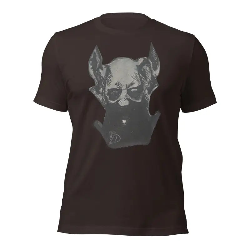 Black Sinister Demon Gothic Horror unisex tee featuring grey dog head graphic print