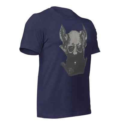 Navy blue Sinister Belle unisex tee featuring dark pig head graphic design