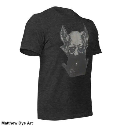 Black Sinister Demon Gothic Horror Unisex Tee with grey dog head graphic design