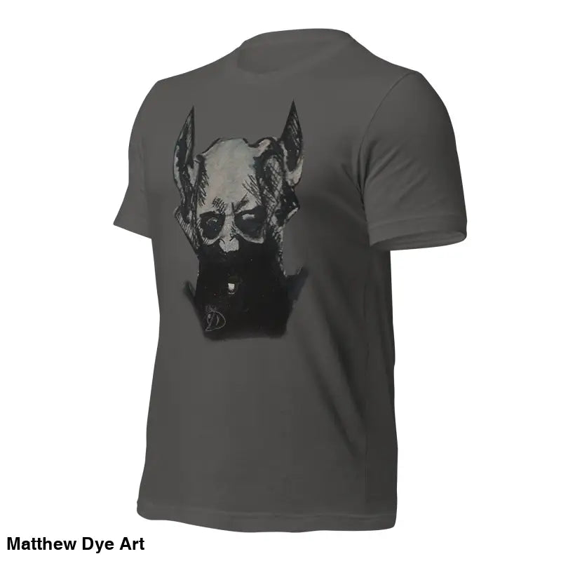 Gray Sinister Demon Tee featuring a horned figure design from Sinister Belle Unisex