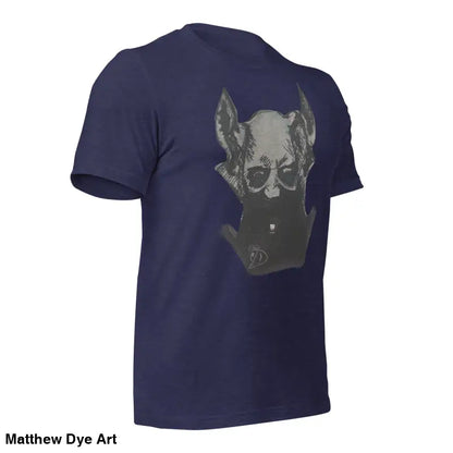 Navy blue Sinister Belle unisex tee featuring dark pig head graphic design