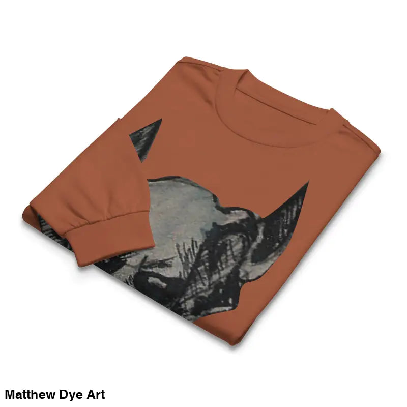Premium long sleeve shirt featuring a sinister rhino graphic for gothic fashion enthusiasts