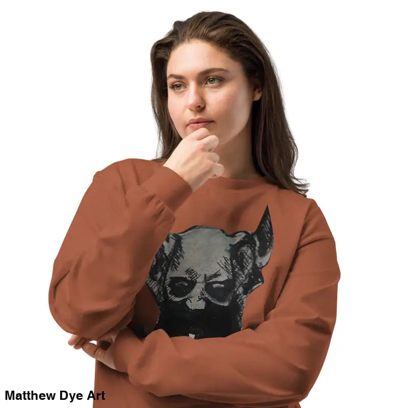 Premium long sleeve sweatshirt featuring a sinister skull graphic for gothic fashion