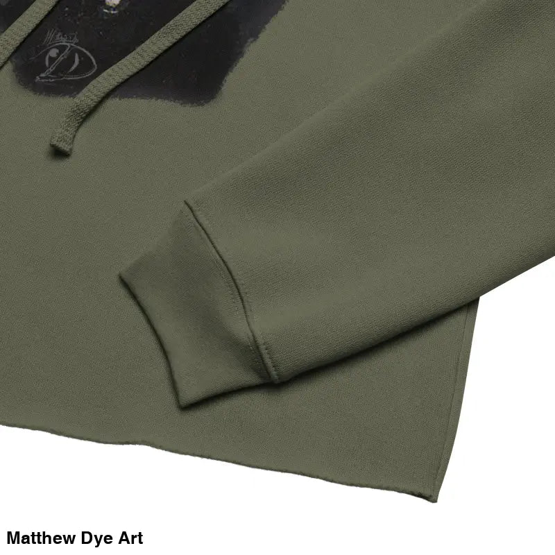 Olive green hoodie featuring Sinister Entity design with exaggerated pointed ears