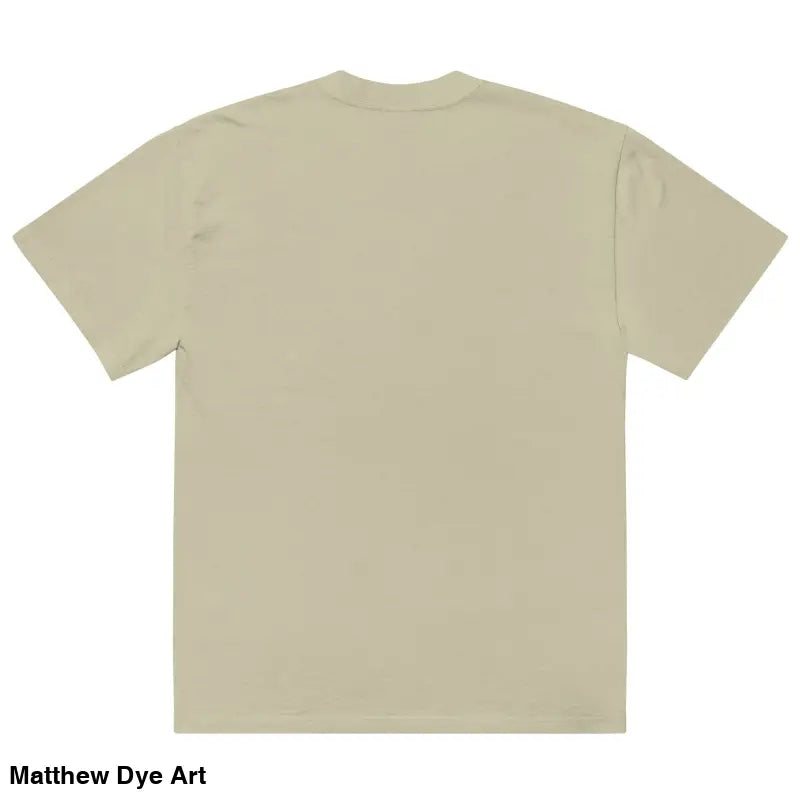 Beige short-sleeved oversized faded t-shirt featuring Snarling Nightmare horror art