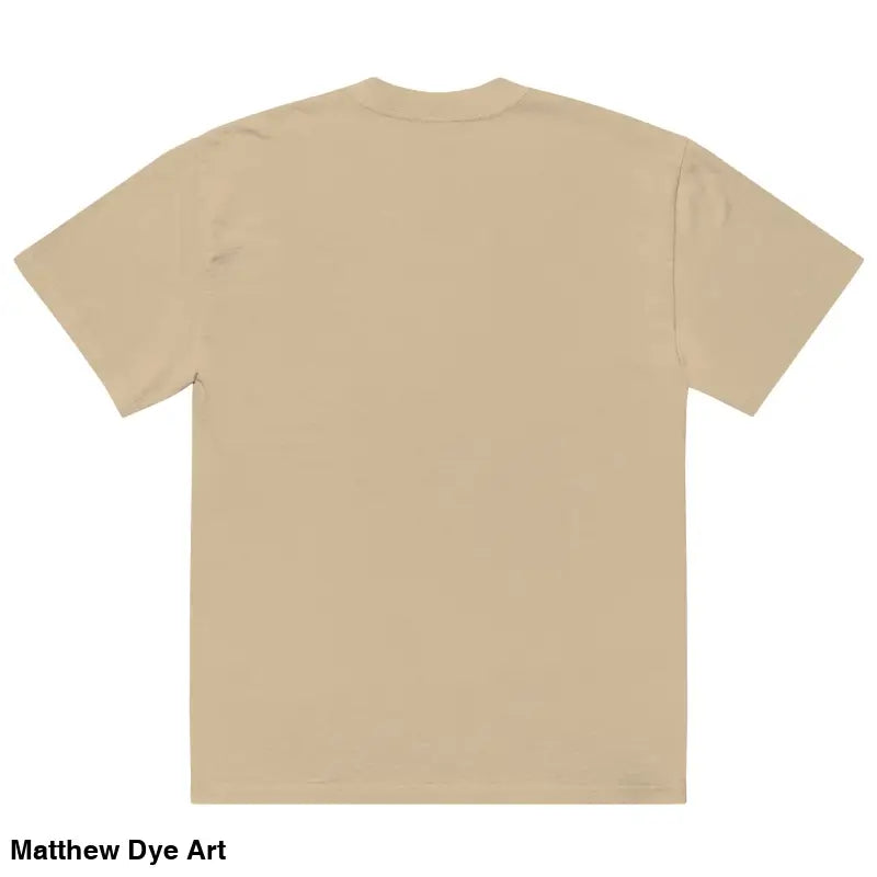 Beige short-sleeved cotton shirt - Snarling Nightmare oversized faded t-shirt design