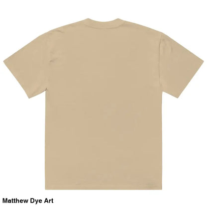 Beige short-sleeved cotton shirt - Snarling Nightmare oversized faded t-shirt design