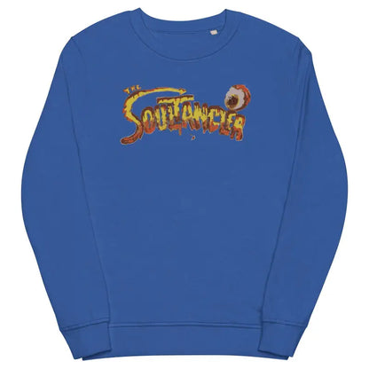 Royal blue eco-friendly sweatshirt in organic cotton with colorful Southpaws graphic design