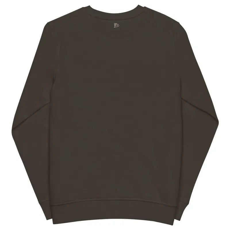 Plain brown crewneck sweatshirt made of organic cotton for an eco-friendly classic horror style