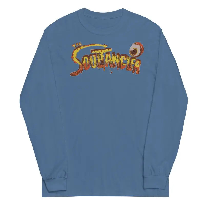 Blue long-sleeve tee featuring a colorful Santa Cruz logo graphic for Soultangler Long-Sleeve