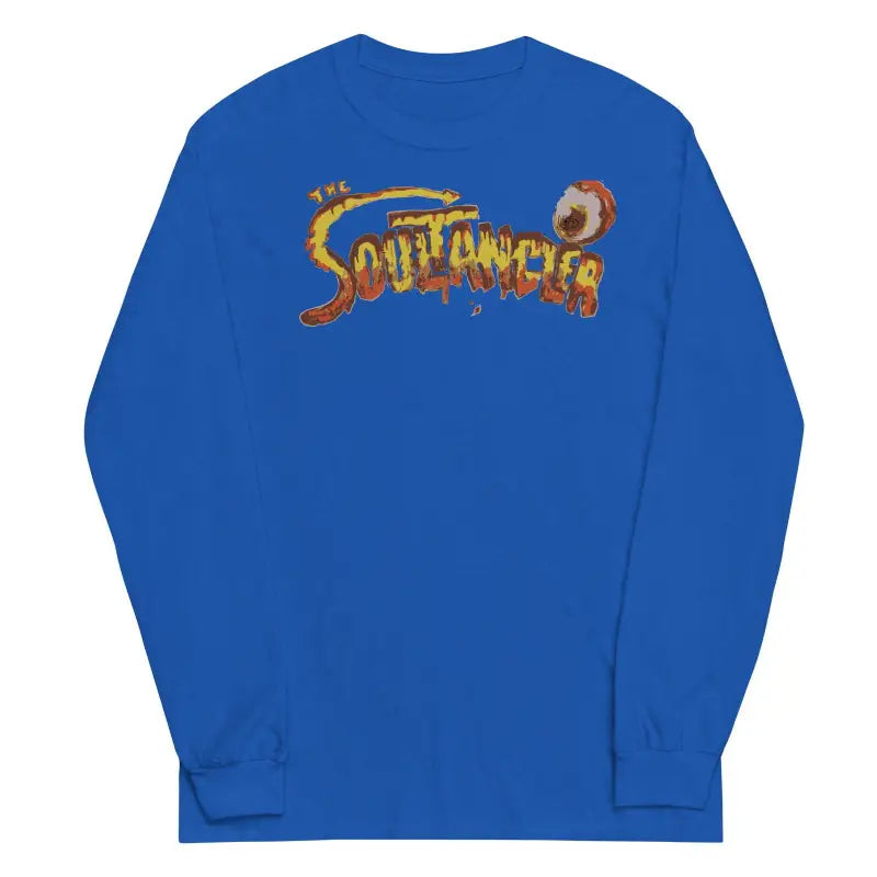 Royal blue Soultangler long-sleeve tee featuring Santa Cruz graphic design on front