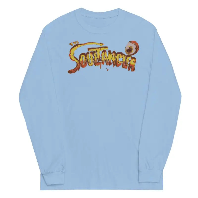 Light blue long-sleeve tee featuring retro-style Sunflower graphic on back