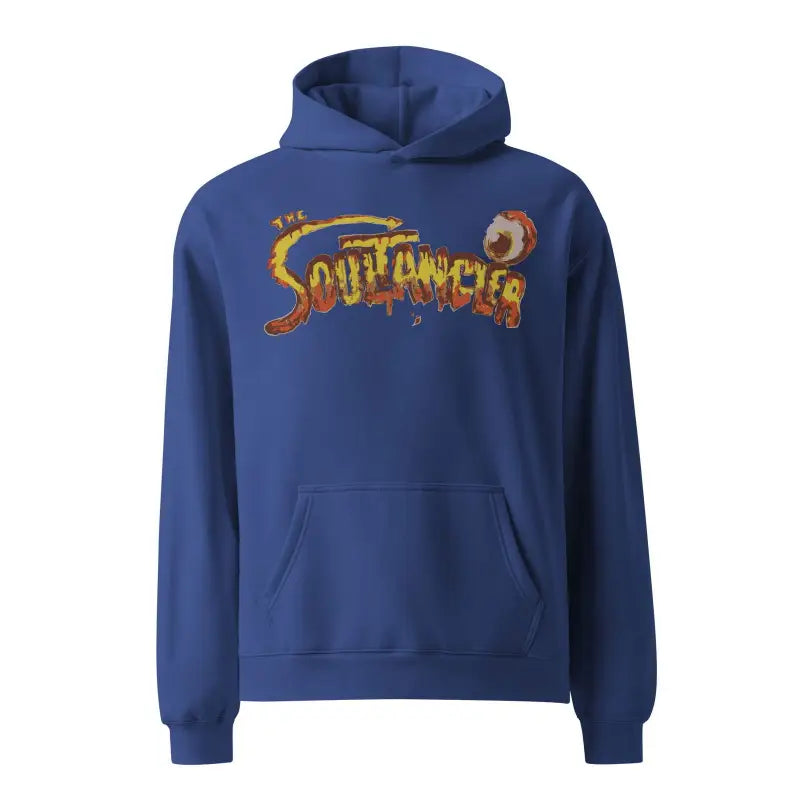 Blue Soultangler Oversized Hoodie featuring a Soulfinger graphic design on the front