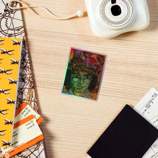 A Soultangler holographic sticker featuring a psychedelic art design and enchanting colors