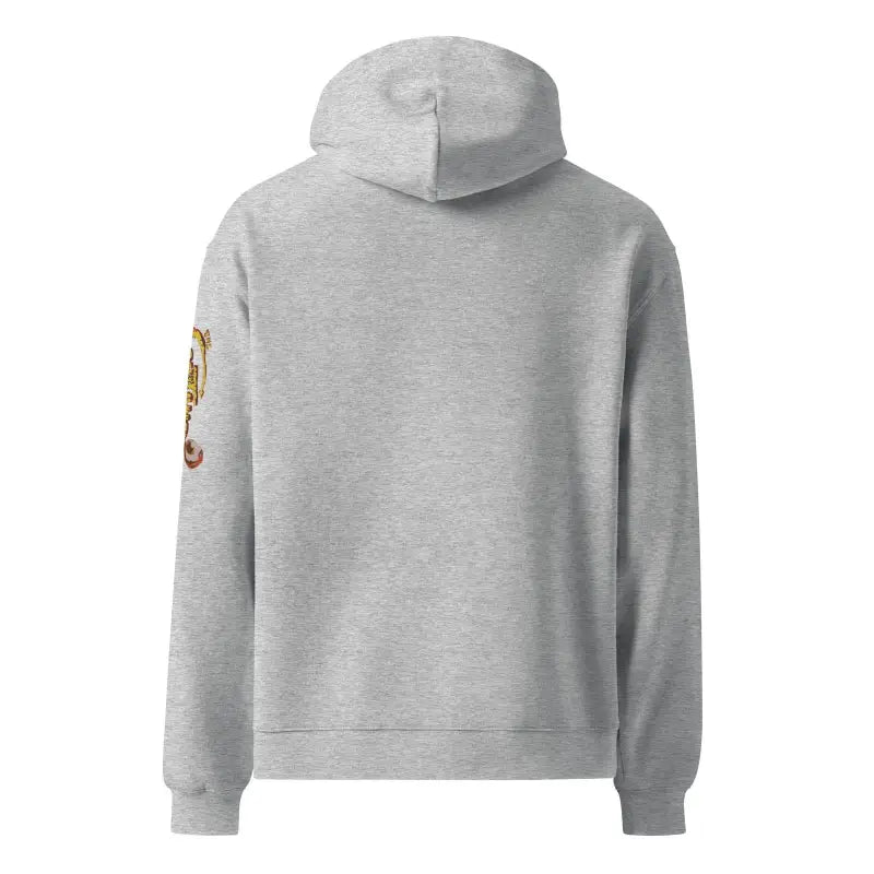 Light gray Soultangler Unisex Oversized Hoodie with emblem on sleeve for comfort and style