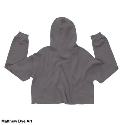 Gray cropped hoodie featuring a Spooky Cute jack-o’-lantern design by Matthew Dye Art