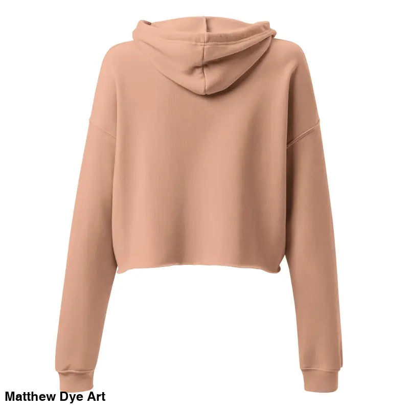 Tan cropped hoodie featuring a spooky cute Jack-o’-lantern design by Matthew Dye Art