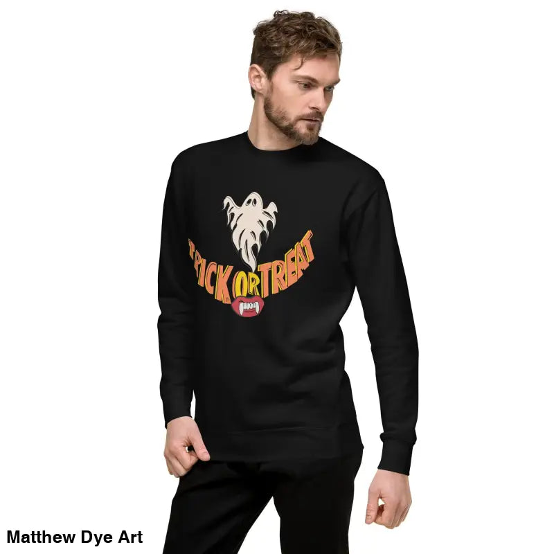 Black long-sleeved Halloween shirt for a spooky comfort unisex wardrobe