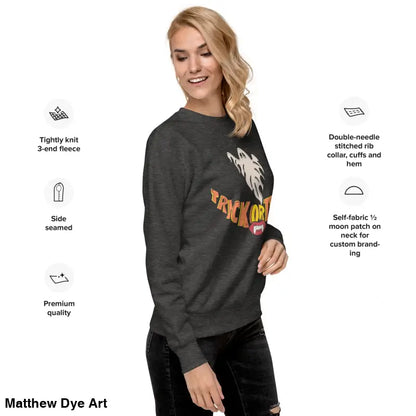 Spooky Smiles Unisex Trick-or-Treat Sweatshirt for a Halloween wardrobe of spooky comfort