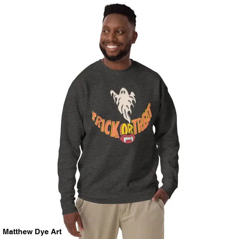 Halloween-themed Spooky Smiles sweatshirt for unisex comfort in your Halloween wardrobe