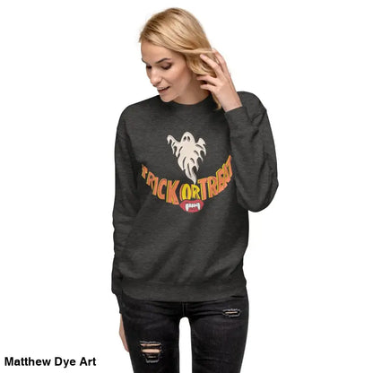 Spooky Smiles Unisex Trick-or-Treat Sweatshirt for Halloween wardrobe with playful enchantment