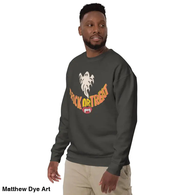Spooky Smiles Unisex Trick-or-Treat Sweatshirt for Halloween wardrobe featuring playful enchantment