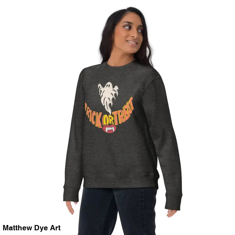 Spooky comfort unisex sweatshirt for a trendy Halloween wardrobe with playful enchantment