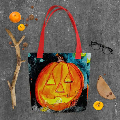 Halloween-themed Spooky & Sustainable reusable tote bag showcasing surreal art