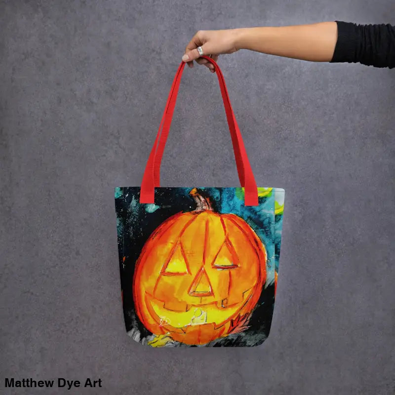 Spooky & sustainable reusable tote bag featuring Halloween pumpkin art design