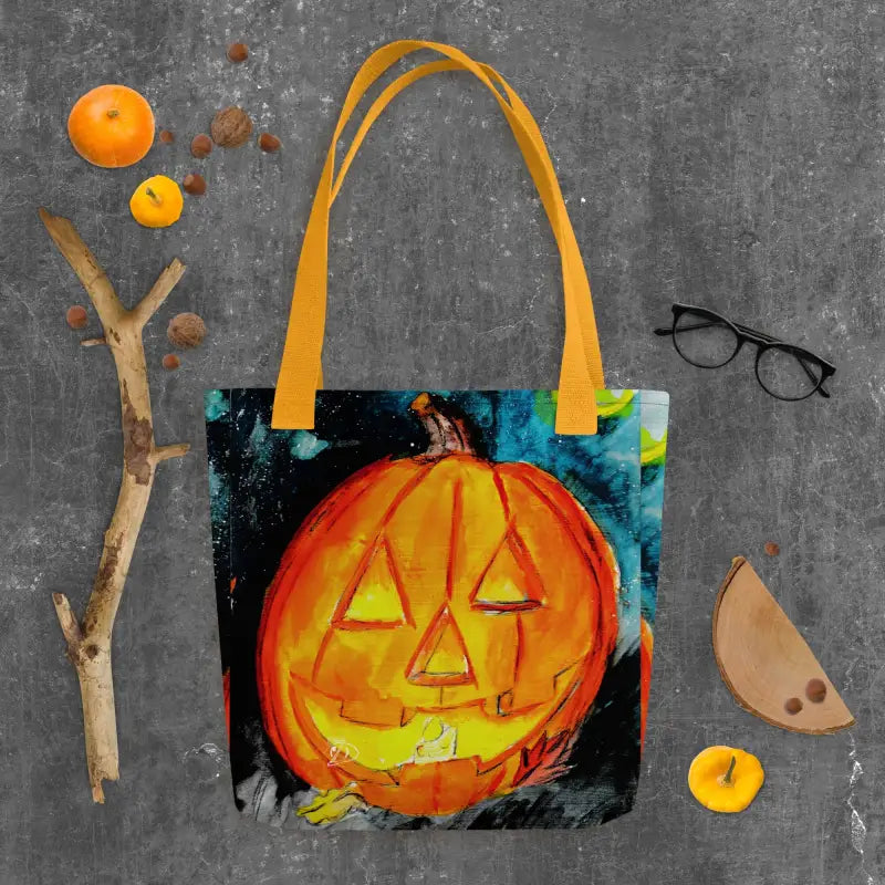 Pumpkin-themed art on a Spooky & Sustainable Reusable Tote Bag for Halloween