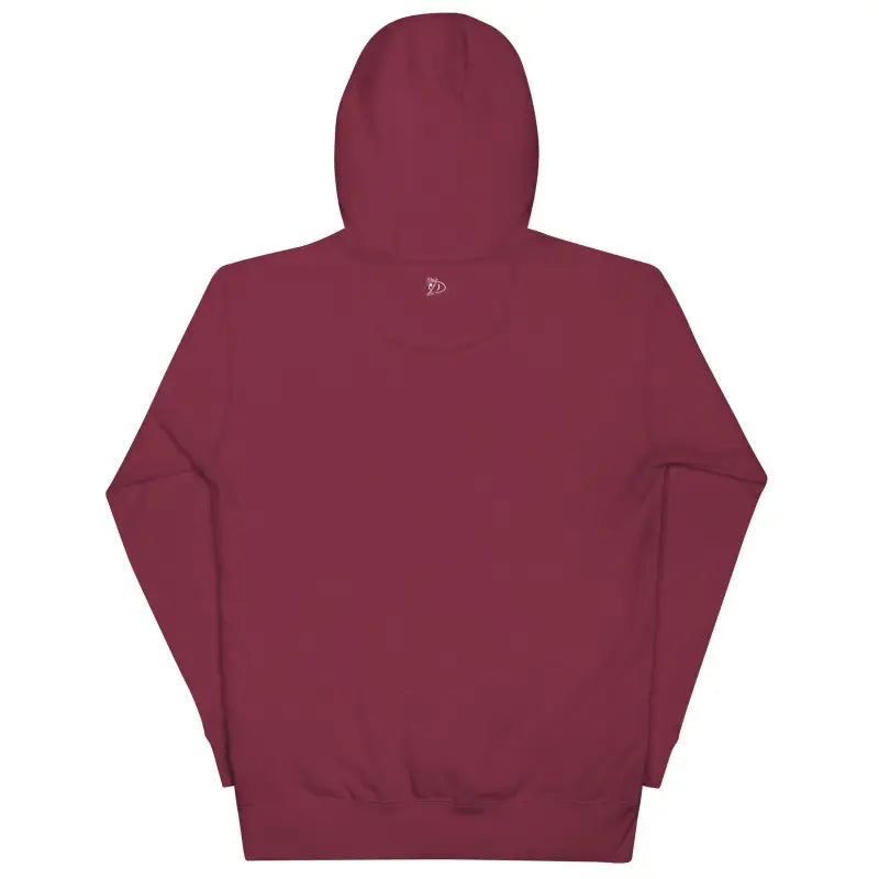 Burgundy hooded sweatshirt back view of Stillness of Phrenology Classic Unisex Hoodie