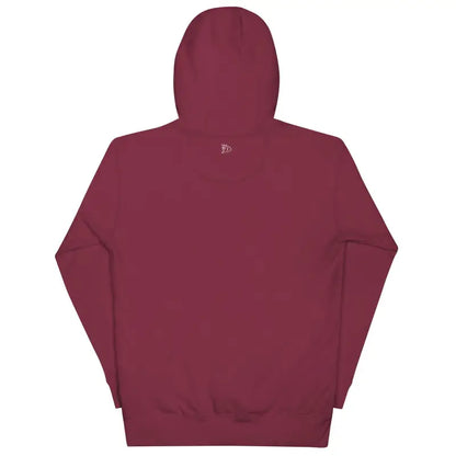 Burgundy hooded sweatshirt back view of Stillness of Phrenology Classic Unisex Hoodie