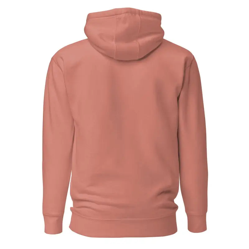 Salmon-colored pullover classic unisex hoodie displayed from the back in Artistic Reflection