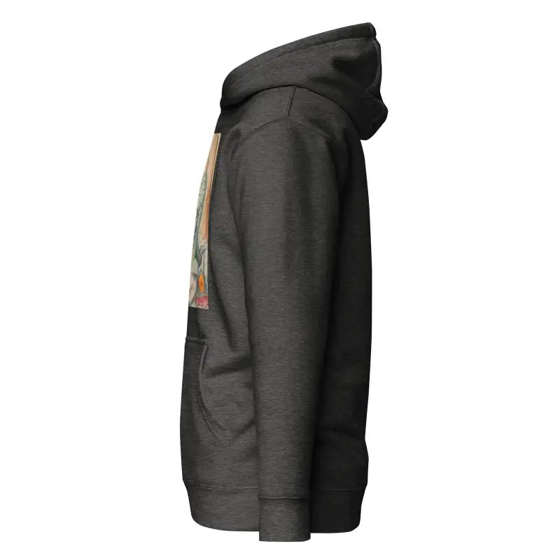 Profile view of Black hooded sweatshirt with side pocket, Classic Unisex Hoodie