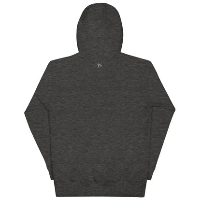 Dark gray hooded sweatshirt back view from Stillness of Phrenology Classic Unisex Hoodie