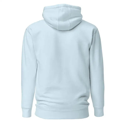 Light blue classic unisex hoodie displayed from the back in Artistic Reflection design