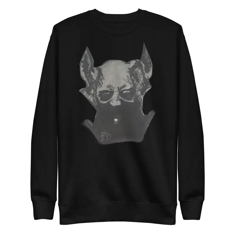 Black sweatshirt featuring a chilling demonic figure graphic for unisex occult fashion