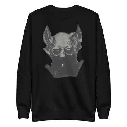 Black sweatshirt featuring a chilling demonic figure graphic for unisex occult fashion