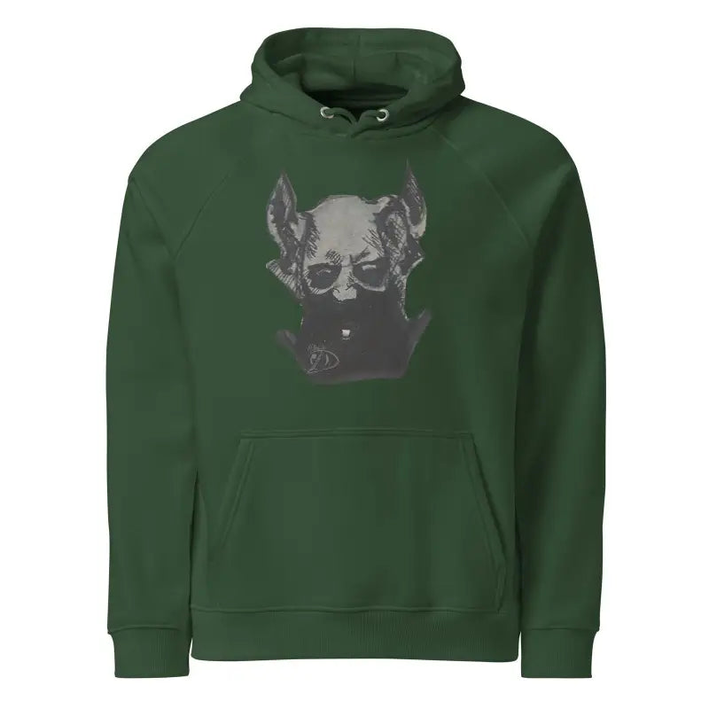 Green eco raglan hoodie featuring a dog’s face graphic for a wearable embrace adorned