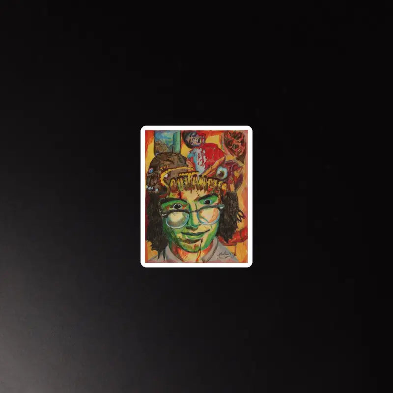 Colorful playing card by Visionary Artist Matthew Dye featuring a psychedelic green face