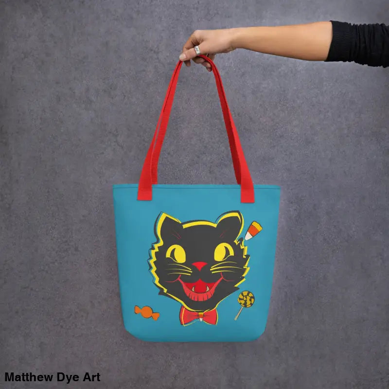 Vintage Halloween Cat Tote featuring a vintage black cat for stylish trick-or-treating