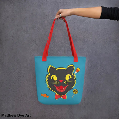 Vintage Halloween Cat Tote featuring a vintage black cat for stylish trick-or-treating