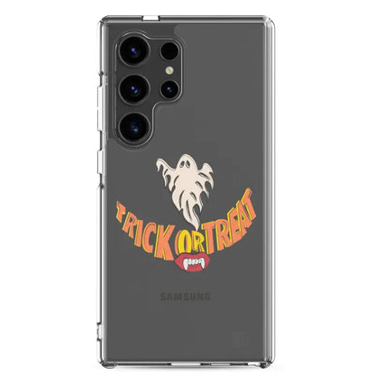 Clear case for Samsung featuring vintage Halloween phone case with trick or treat smile design