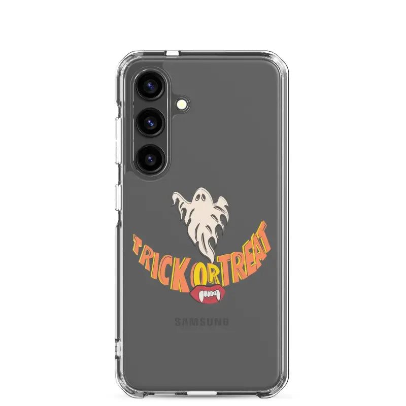 Clear case for Samsung featuring Trick or Treat smile and ghost design in vintage Halloween charm