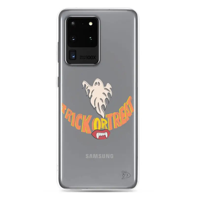 Samsung smartphone featuring Trick or Treat Smile design on a Vintage Halloween phone case