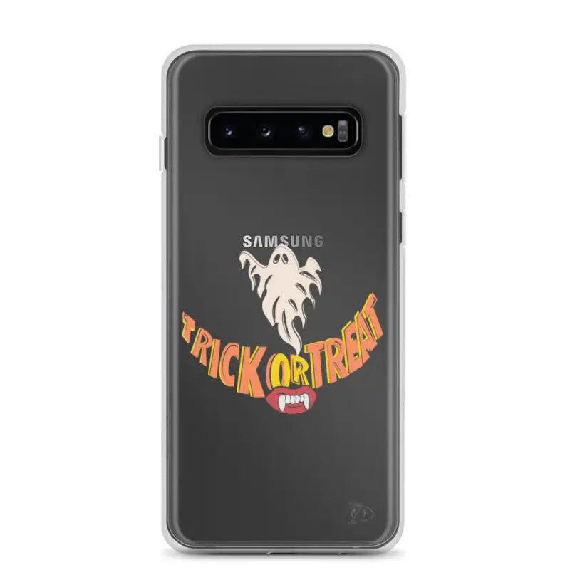 Samsung clear case featuring a Trick or Treat smile with vintage Halloween charm design