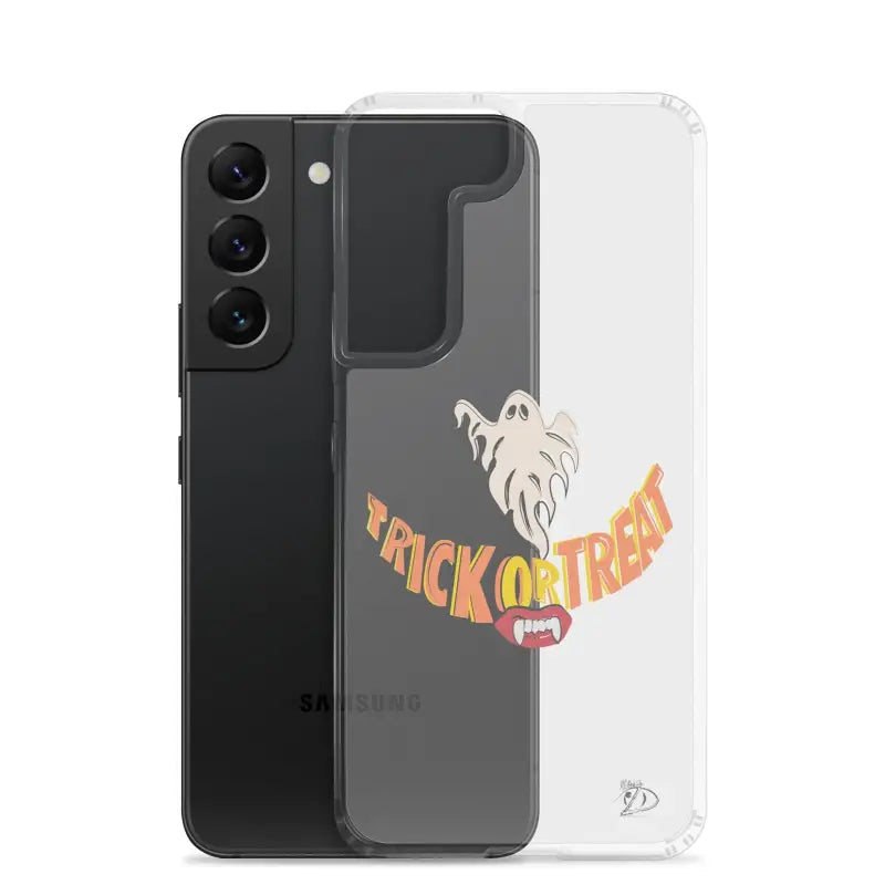 Clear case for Samsung featuring a vintage Halloween phone case with trick or treat smile design