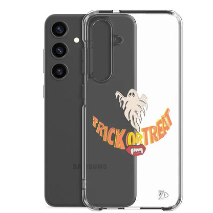 Clear case for Samsung featuring a vintage Halloween phone case with trick or treat smile design