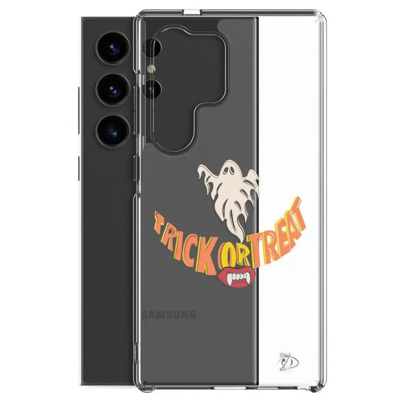 Clear case for Samsung featuring Trick or Treat Smile and vintage Halloween ghost design