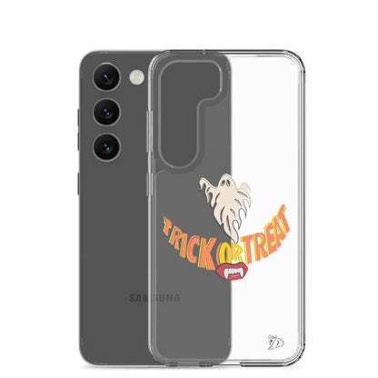 Clear case for Samsung featuring vintage Halloween phone case with trick or treat smile design